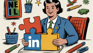 Ilustración de una guía paso a paso para crear un perfil de LinkedIn simple y efectivo.