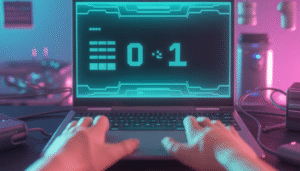 Empresario gestionando su página web fácilmente desde un panel de control sin necesidad de código