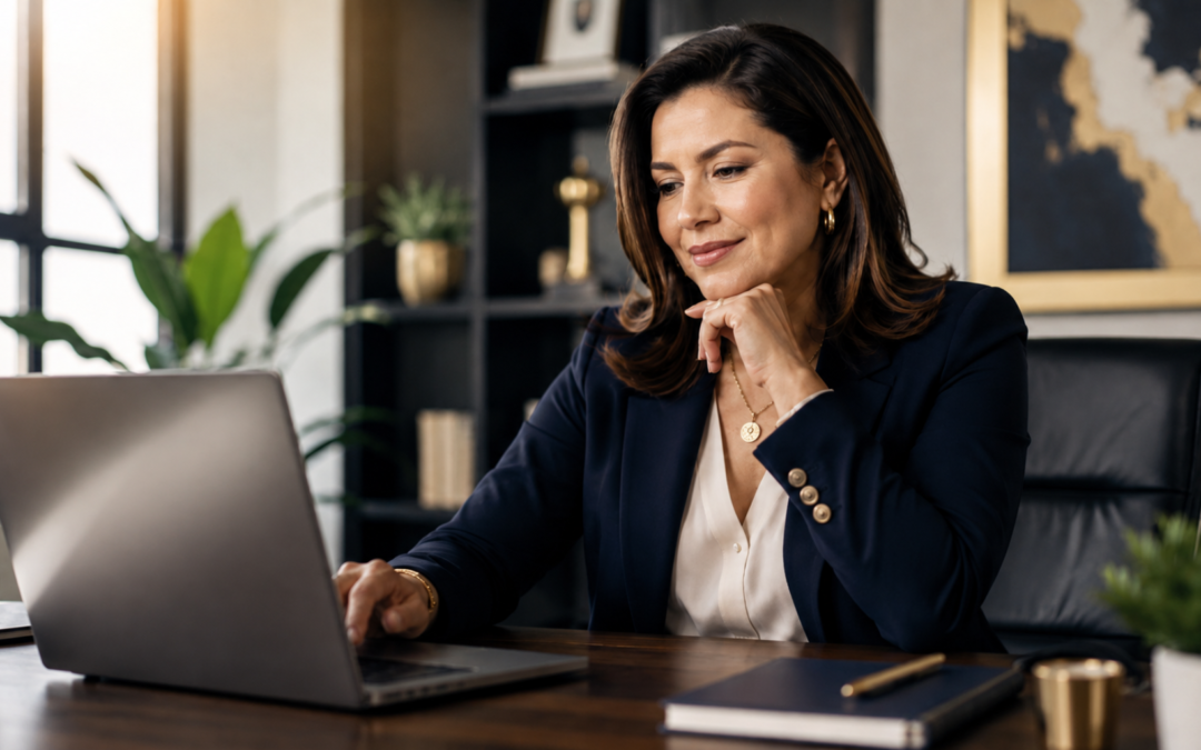 Directora de comunicaciones revisando su estrategia de tipos de publicaciones en LinkedIn
